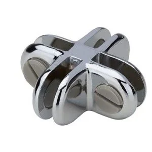 Verchroomde plaatverbinder 4-weg 90° voor tafelmodel Plexiglas Coronascherm (1 stuks)
