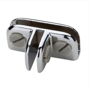 Verchroomde plaatverbinder met inlegplaatverbinding voor tafelmodel Plexiglas Coronascherm (1 stuks) 

